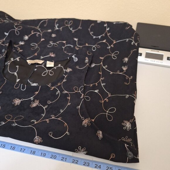 Vintage Jenna Lane Black‎ Embroidered Sleeveless Apron 3X Retro Boho Cabincore - Picture 7 of 10